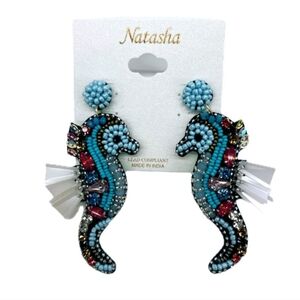 🔹️Natasha Couture 🔹️Beatiful Nautical  beaded seahorse earrings